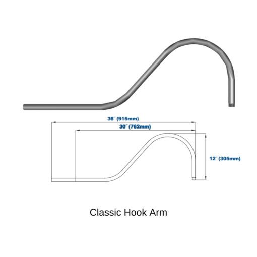 classic hook arm dimensions
