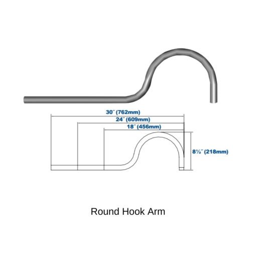 round hook arm dimensions