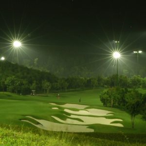 Golf Course with High Mast Light Poles and Lights