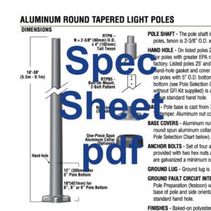 round tapered aluminum light pole spec sheet link