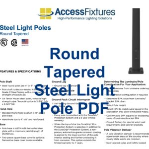 Round tapered steel light pole spec sheet link