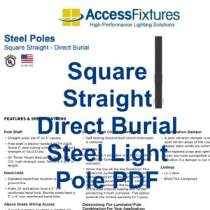 link for the direct burial square steel light poles spec sheet
