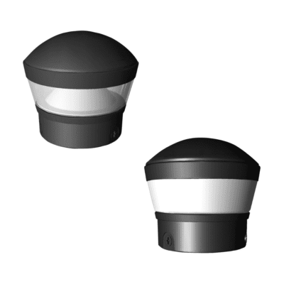 Round Column Lights - Pilar lights. Commercial-grade LED column lights with dome tops for concrete, stone, wood pillars or security bollard lights.